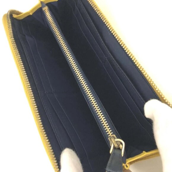MIU MIU Logo Leather Zippy Long Wallet Yellow/2BG5381 - Picture 5 of 8